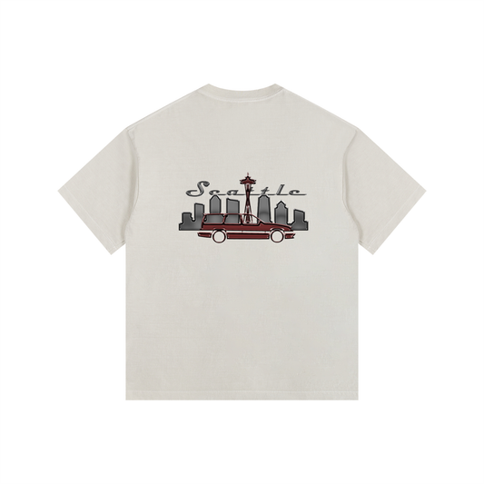 Cars and Swedish Meatballs Seattle Vintage Oversized Tee - Cream