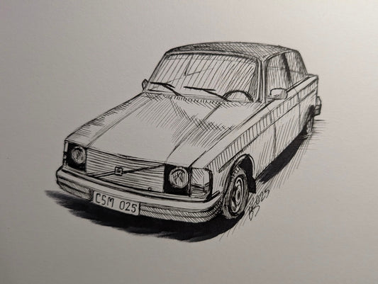 Custom Volvo 242 postcard or print by Bayalyn Stack