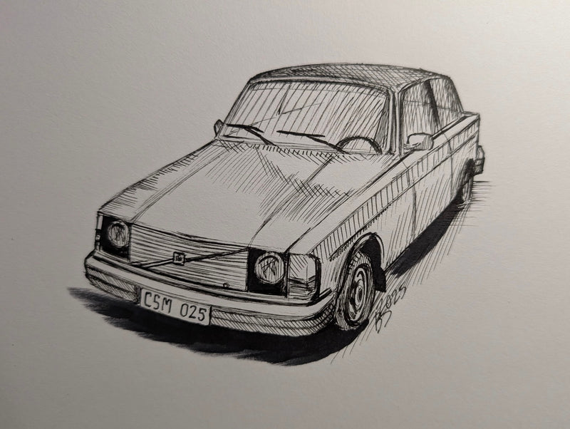 Custom Volvo 242 postcard or print by Bayalyn Stack