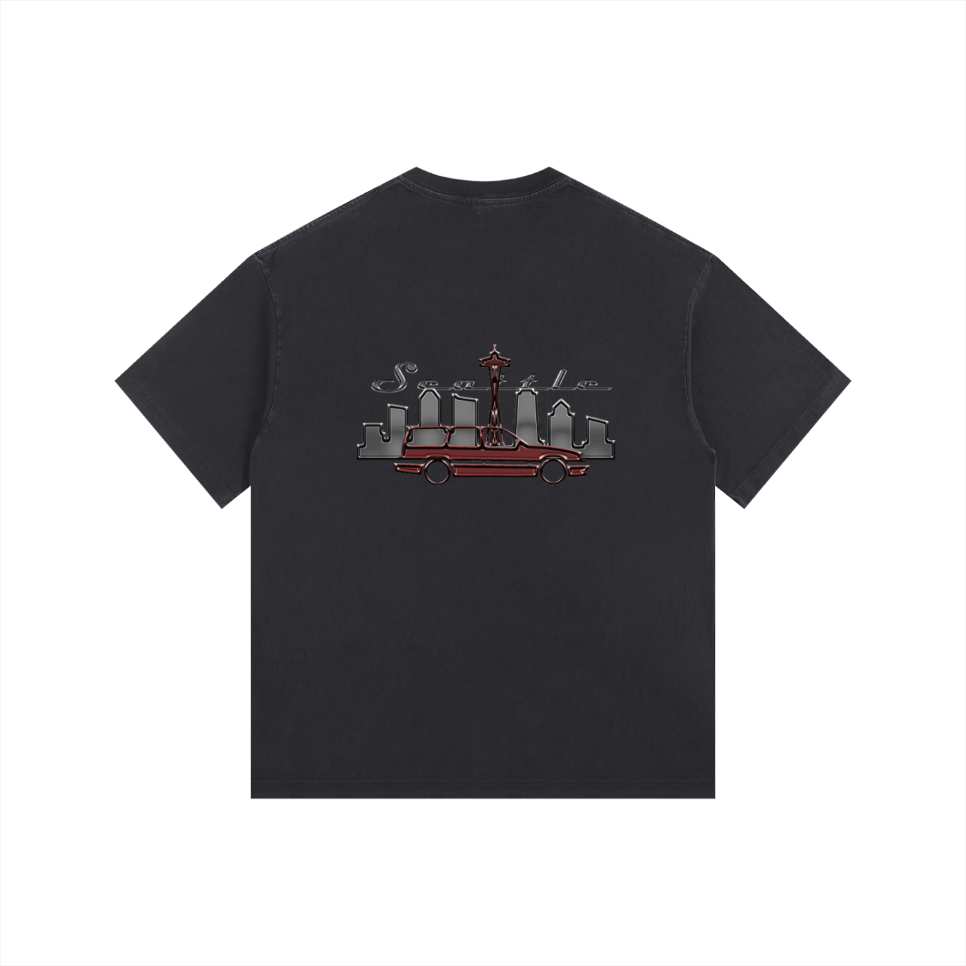 Cars and Swedish Meatballs Seattle Vintage Oversized Tee - Black