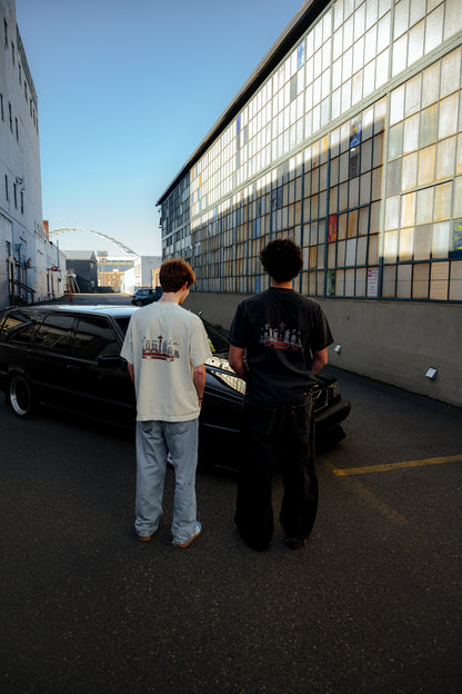 Cars and Swedish Meatballs Seattle Vintage Oversized Tee - Black