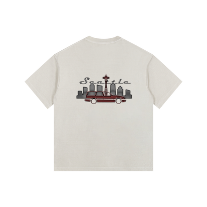 Cars and Swedish Meatballs Seattle Vintage Oversized Tee - Cream